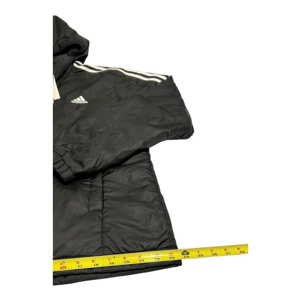 NWT Adidas Miami Men's L Black Full-Zip‎ Hooded Jacket White Stripes Logo